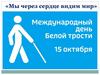 «Мы через сердце видим мир». Международный день Белой трости - 15 октября