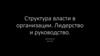 Структура власти в организации. Лидерство и руководство.​