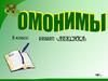 Лексика. Омонимы (5 класс)