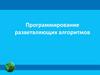 Программирование разветвляющих алгоритмов. 3 лекция