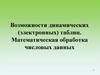 Возможности динамических (электронных) таблиц. Математическая обработка числовых данных