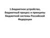 Бюджетное устройство, бюджетный процесс и принципы бюджетной системы Российской Федерации