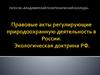 Правовые акты, регулирующие природоохранную деятельность в России. Экологическая доктрина в РФ