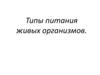 Типы питания живых организмов