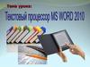 Текстовый процессор MS WORD