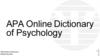 APA Online Dictionary of Psychology