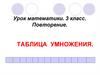 Таблица умножения. Урок математики. 3 класс