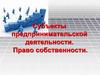 Субъекты предпринимательской деятельности. Право собственности