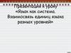 Язык как система. Взаимосвязь единиц языка разных уровней