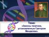 «Законы генетики, установленные Грегором Менделем»