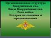 Организационная структура Вооружённых сил. Виды Вооружённых сил. Рода войск. История их создания и предназначение