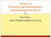 Основы организации и нормирования труда. Часть 1. Организация труда