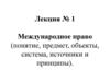 Международное право (понятие, предмет, объекты, система, источники и принципы). Лекция № 1