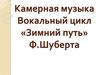 Камерная музыка Вокальный цикл «Зимний путь» Ф. Шуберта