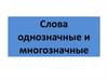Однозначные и многозначные слова