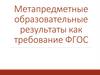 Метапредметные образовательные результаты как требование ФГОС