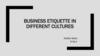 Business etiquette in different cultures