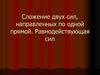 Сложение двух сил, направленных по одной прямой. Равнодействующая сил