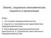 Бизнес, социально-экономическая сущность и организация