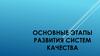 Основные этапы развития систем качества