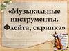 Музыкальные инструменты. Флейта, скрипка