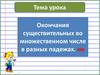 Окончания существительных во множественном числе в разных падежах. И, е