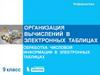 Организация вычислений в электронных таблицах обработка числовой информации в электронных таблицах