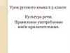 Культура речи. Правильное употребление имён прилагательных. 5 класс