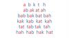Learning English: a  b  k  t   h