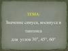 Значение синуса, косинуса и тангенса для углов 30°, 45°, 60°