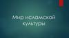Мир исламской  культуры