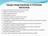 Общее представление о строении металлов
