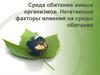 Среда обитания живых организмов. Негативные факторы влияния на среды обитания