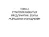 Стратегия развития предприятия: этапы разработки и внедрения. Тема 2