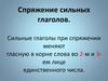 Спряжение сильных глаголов. Сильные глаголы при спряжении меняют гласную в корне слова во 2-м и 3-ем лице единственного числа