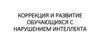 Коррекция и развитие обучающихся с нарушением интеллекта