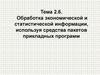 Обработка экономической и статистической информации. Тема 2.6