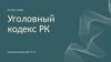 Основы права. Уголовный кодекс РК