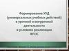 Формирование УУД (универсальных учебных действий) в урочной и внеурочной деятельности в условиях реализации ФГОС