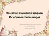 Языковые нормы русского языка. Типы норм