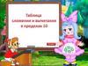 Таблица сложения и вычитания в пределах 10