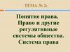 Понятие права. Право и другие регулятивные системы общества. Система права