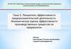 Показатели эффективности предпринимательской деятельности. Экономическая оценка эффективности производственных процессов