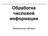 Обработка числовой информации. Электронные таблицы