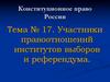 Участники правоотношений институтов выборов и референдума. Тема № 17