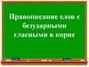 Правописание слов с безударными гласными в корне