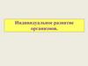 Индивидуальное развитие организмов