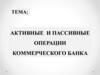 Активные и пассивные операции коммерческого банка