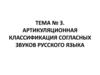 Артикуляционная классификация согласных звуков русского языка
