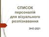 Список персоналій для візуального розпізнавання ЗНО-2021